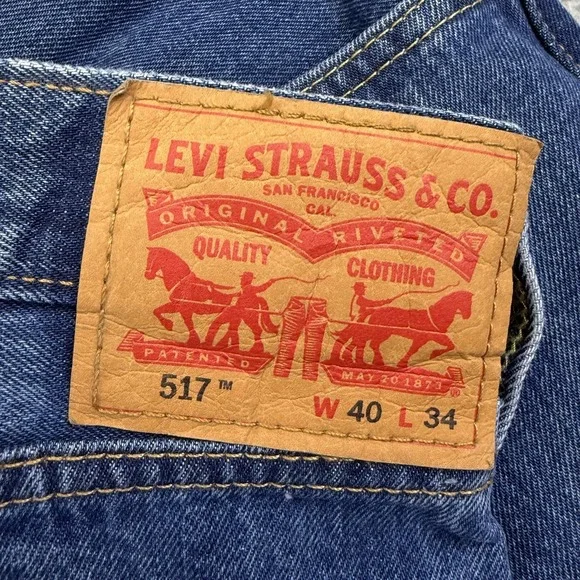Levis 517 Jeans Mens 40x34 Blue Bootcut Denim Medium Wash Classic Fit **38x34** - Picture 12 of 16